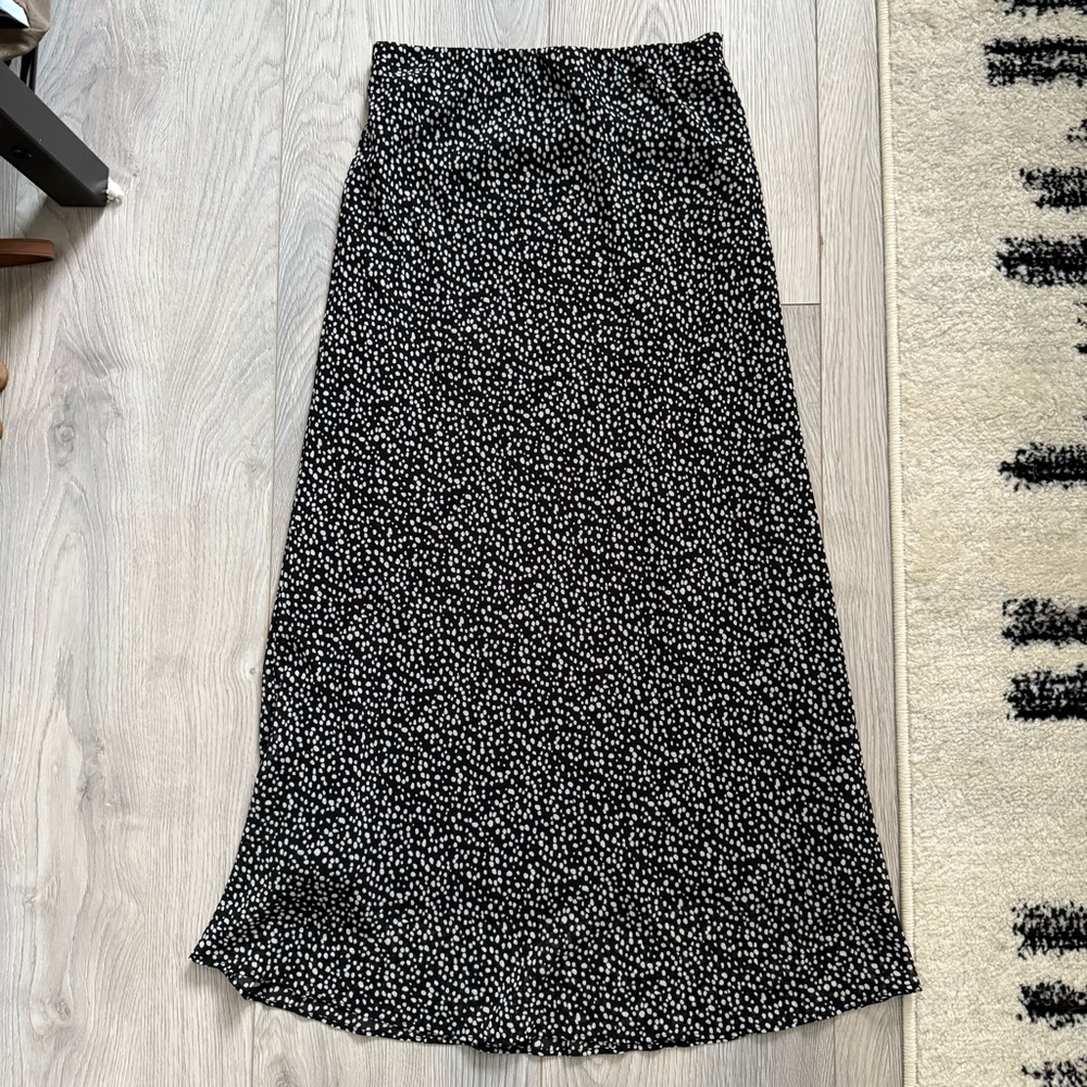 Black and White Polka Dot Midi Skirt